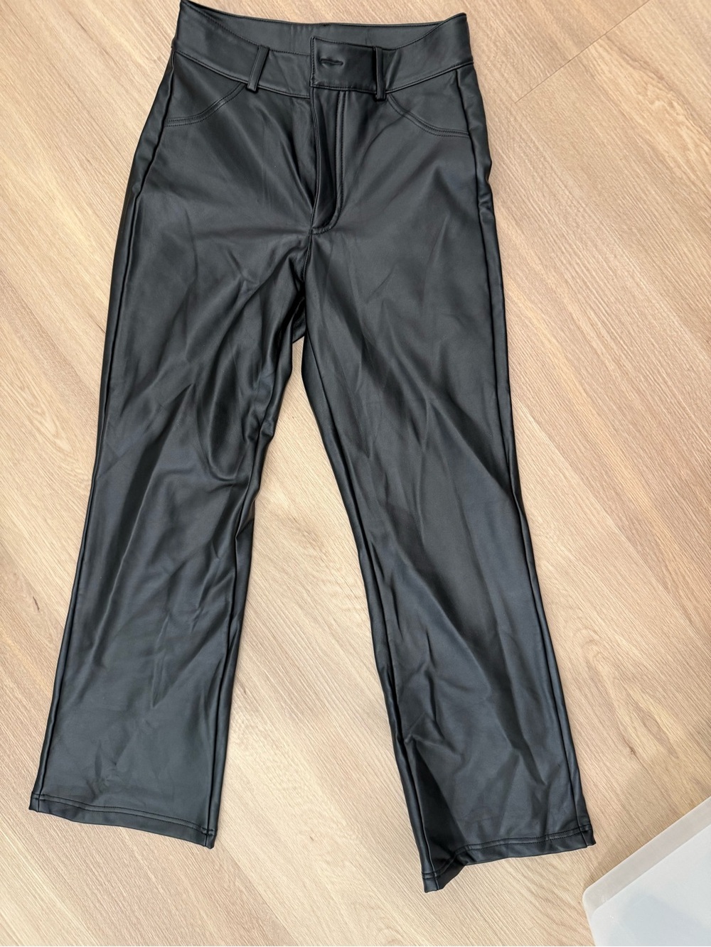 Calzedonia Black Faux Leather Straight-Leg Pants